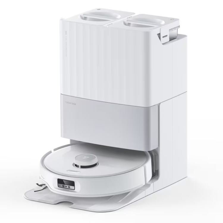 Vit robotdammsugare Roborock Qrevo Edge med basstation